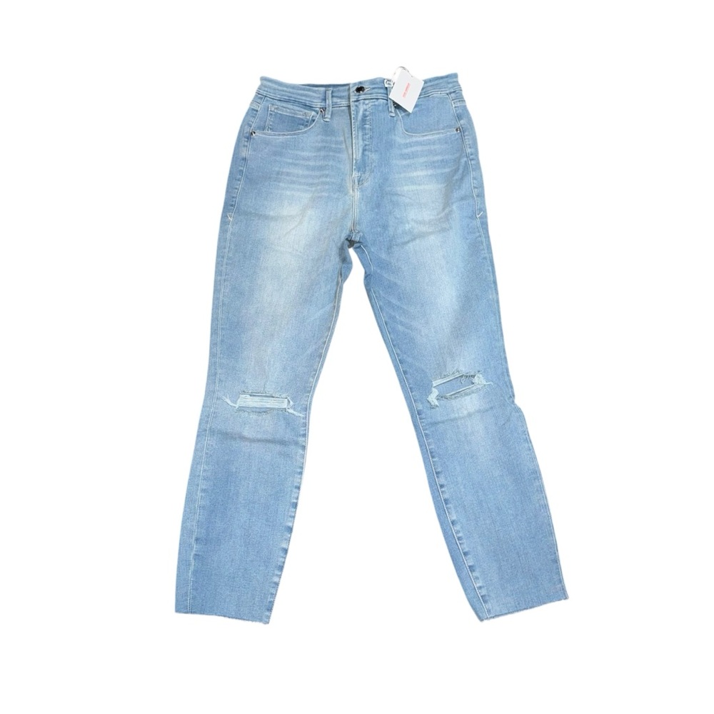 Good American Good Waist Distressed Skinny Jeans Light Wash Size 14 NWT